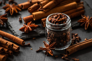 cinnamon sticks, star anise and cloves