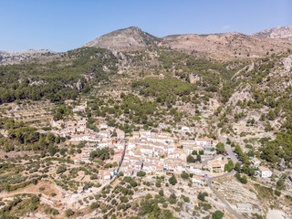 Fototapeta na wymiar Aerial view of Abdet little village in Alicante mountains, Spain