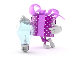 Gift character with light bulb