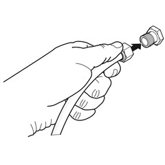 Schraubverbindung, Schlauch/Kabel [schwarz-weiß]