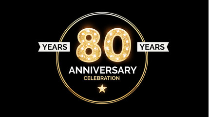 1 year anniversary celebration design template with gold glitter effect.