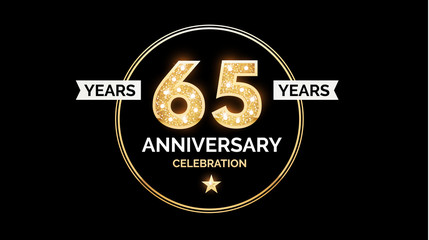 1 year anniversary celebration design template with gold glitter effect.