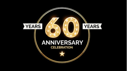 1 year anniversary celebration design template with gold glitter effect.