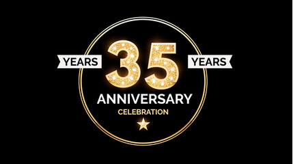 1 year anniversary celebration design template with gold glitter effect.