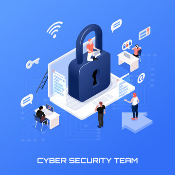 Cyber Security Isometric Concept