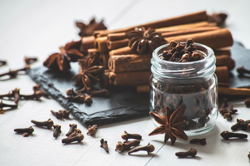 cinnamon sticks, star anise and cloves