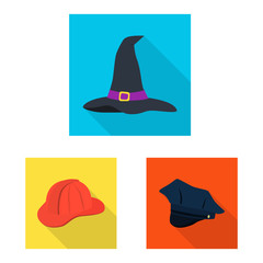 Fototapeta premium Vector illustration of fashion and profession icon. Collection of fashion and cap vector icon for stock.