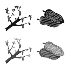 Vector illustration of food and yummy icon. Set of food and brown vector icon for stock.