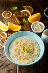 Oatmeal porridge with orange zest