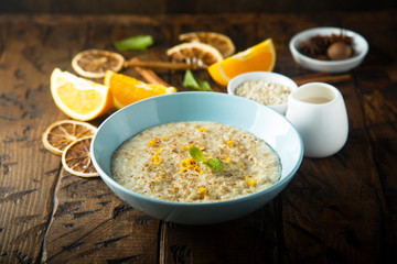 Oatmeal porridge with orange zest