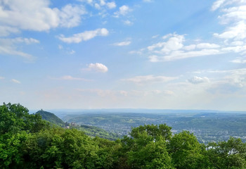 Clear morning sky and view on valleay from the hill, Bonn Siebengebirge