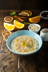 Oatmeal porridge with orange zest