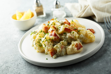 Homemade potato salad with bacon