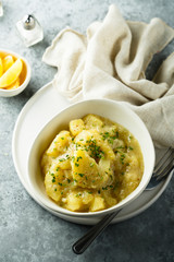 Homemade potato salad with fresh parsley