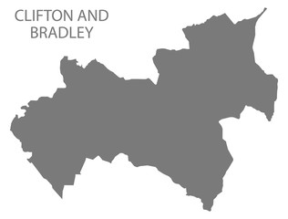 Clifton and Bradley grey ward map of Derbyshire Dales district in East Midlands England UK