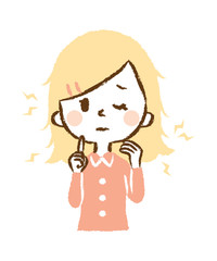 Illustration of woman suffering from hair drying
