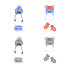 Vector illustration of clothes and texture sign. Collection of clothes and weather stock symbol for web.