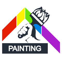 Brush in hand symbol for painting