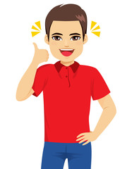 Man hand good sign thumb up positive concept expression