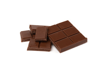 Milk chocolate isolated on white background.