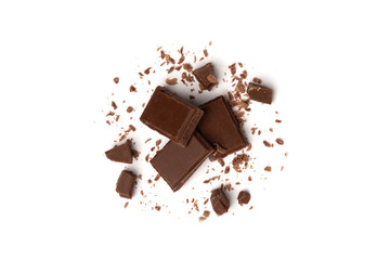 Milk chocolate isolated on white background.