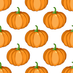 Vector seamless pattern with pumpkins. Design for fabric, wallpaper, textile, web design. Isolated on white.