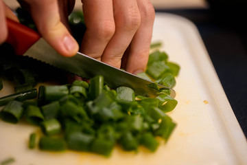 Lauch, Hintergrund, Textur, Grün, geschnitten, frisch, schneiden, hand, finger