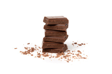 Milk chocolate isolated on white background.