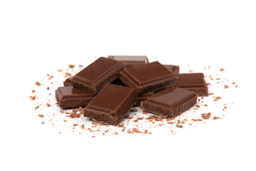 Milk chocolate isolated on white background.