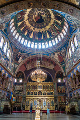 Fototapeta na wymiar Interior view of the Orthodox Cathedral of the Holy Trinity, in Sibiu (Romania).