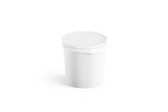 Blank white ice cream bucket mockup, side view