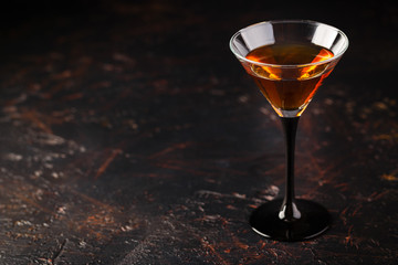 Set of strong alcoholic drinks in glasses