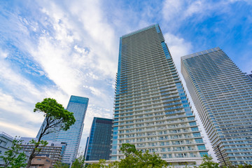 Obraz na płótnie Canvas 晴海周辺の高層マンションと高層ビル群