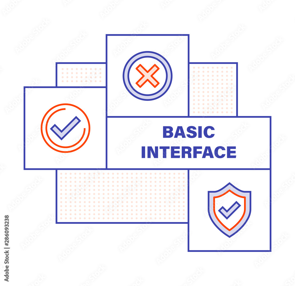 Aufkleber modern flat line color illustration concept for basic interface. concepts web banner and printed mat
