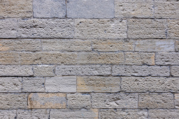 texture old wall of church stone blocks, Europe