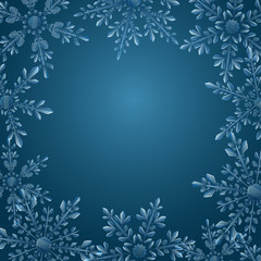 Fototapeta premium Frame of large transparent Christmas snowflakes