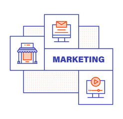 Modern Flat Line Color illustration Concept for Marketing. Concepts web banner and printed materials. Vector Illustration