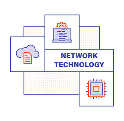 Modern Flat Line Color illustration Concept for Network Technology. Concepts web banner and printed materials. Vector Illustration