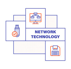 Modern Flat Line Color illustration Concept for Network Technology. Concepts web banner and printed materials. Vector Illustration