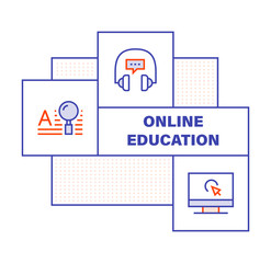 Modern Flat Line Color illustration Concept for Education , E - Learning. Concepts web banner and printed materials. Vector Illustration