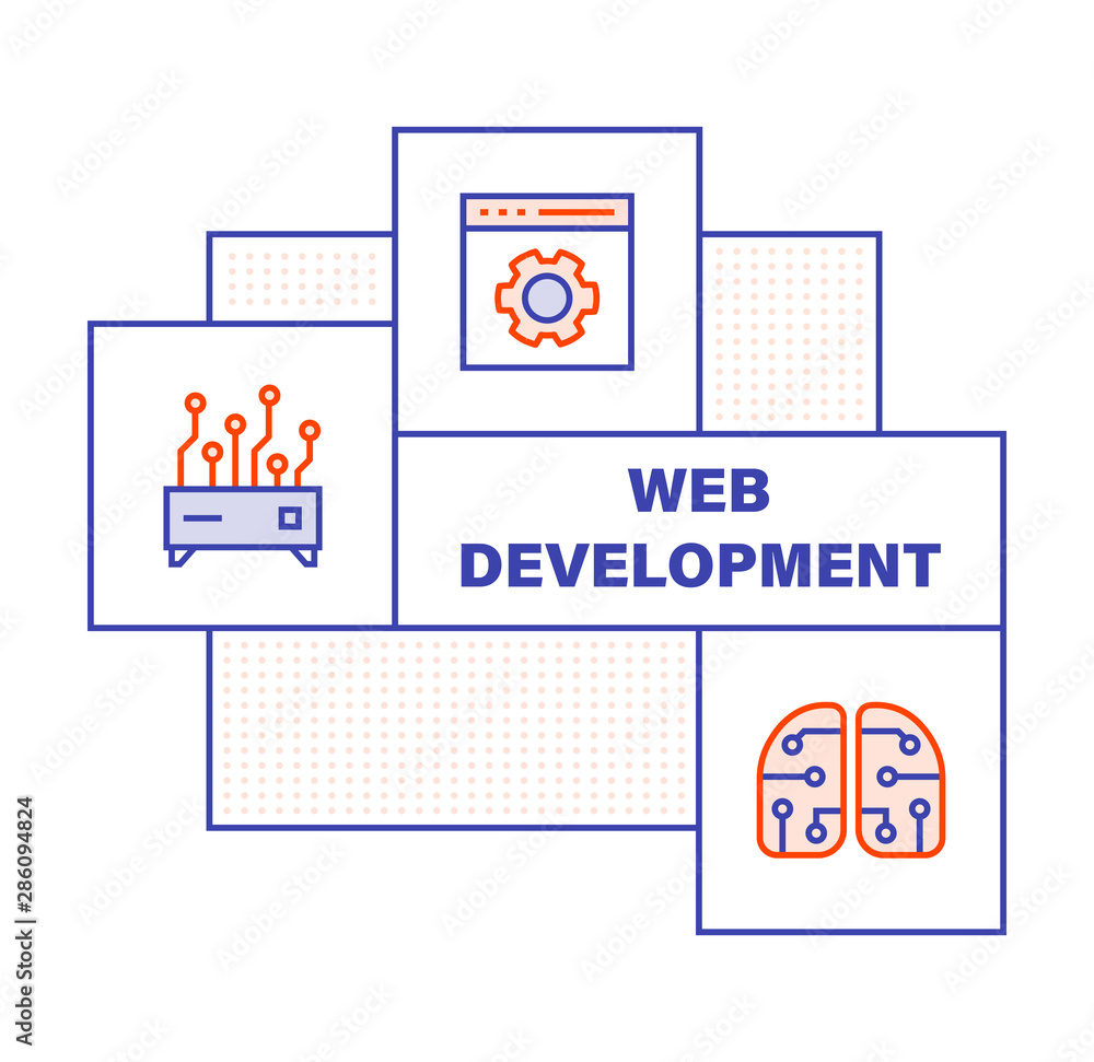 Poster modern flat line color illustration concept for web development. concepts web banner and printed mat
