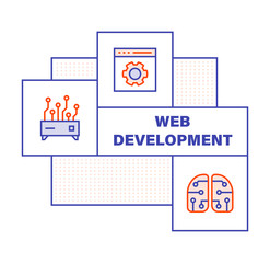 Modern Flat Line Color illustration Concept for Web Development. Concepts web banner and printed materials. Vector Illustration