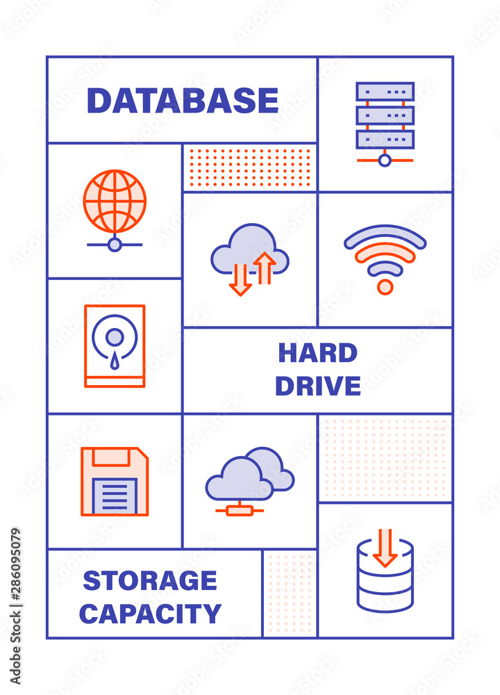 Poster modern flat line color illustration concept for big data. concepts web banner and printed materials.