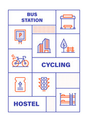 Modern Flat Line Color illustration Concept for City Life. Concepts web banner and printed materials. Vector Illustration
