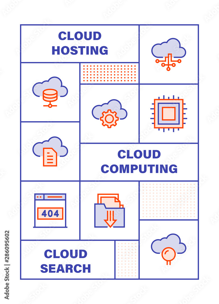 Poster modern flat line color illustration concept for cloud computing. concepts web banner and printed mat