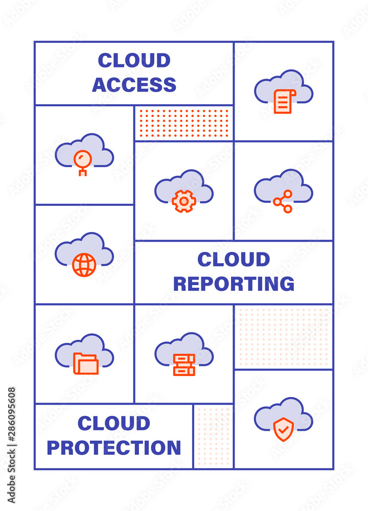 Poster modern flat line color illustration concept for cloud computing. concepts web banner and printed mat