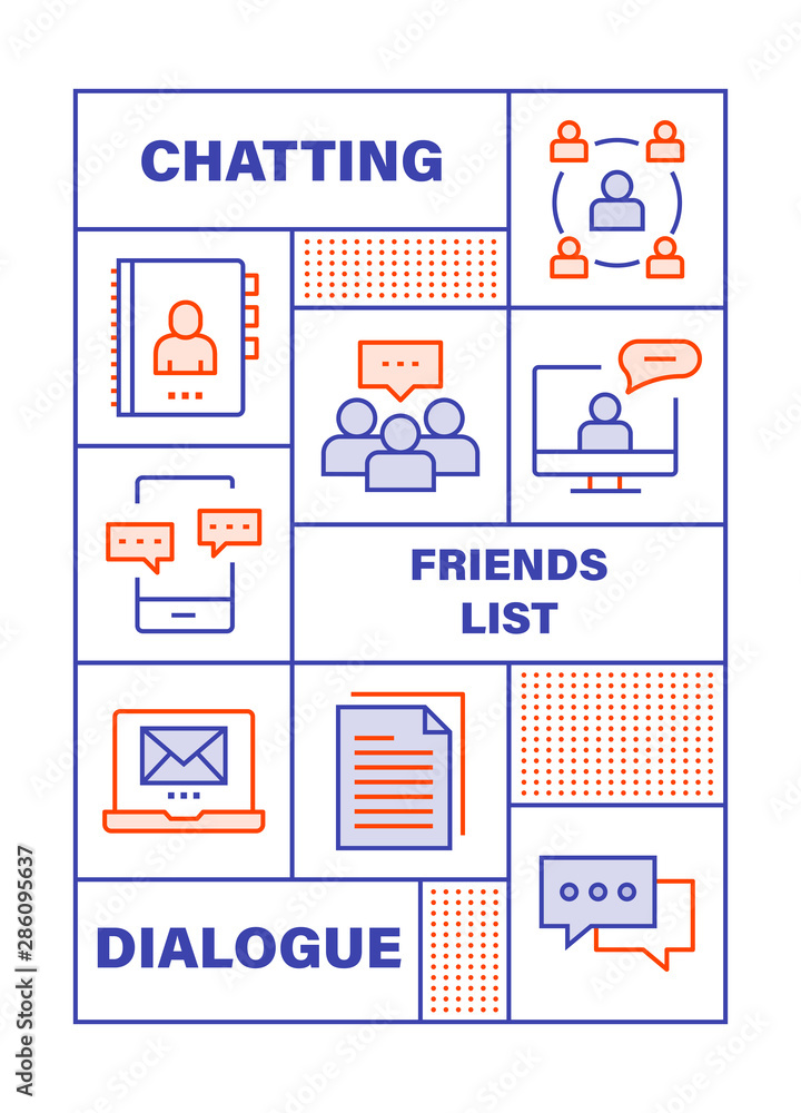 Poster modern flat line color illustration concept for communication media. concepts web banner and printed