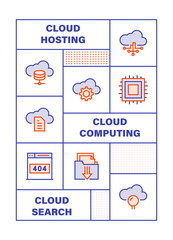 Modern Flat Line Color illustration Concept for Cloud Computing. Concepts web banner and printed materials. Vector Illustration