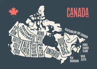 Fotobehang Map Canada. Poster map of provinces and territories of Canada © foxysgraphic