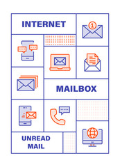 Modern Flat Line Color illustration Concept for Communication Media. Concepts web banner and printed materials. Vector Illustration